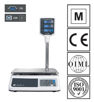 Waga kalkulacyjna CAS PR2N-15CP LCD (w/RS232/USB), biała obudowa